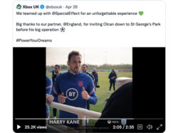 Social media screenshot of footballer talking to robot