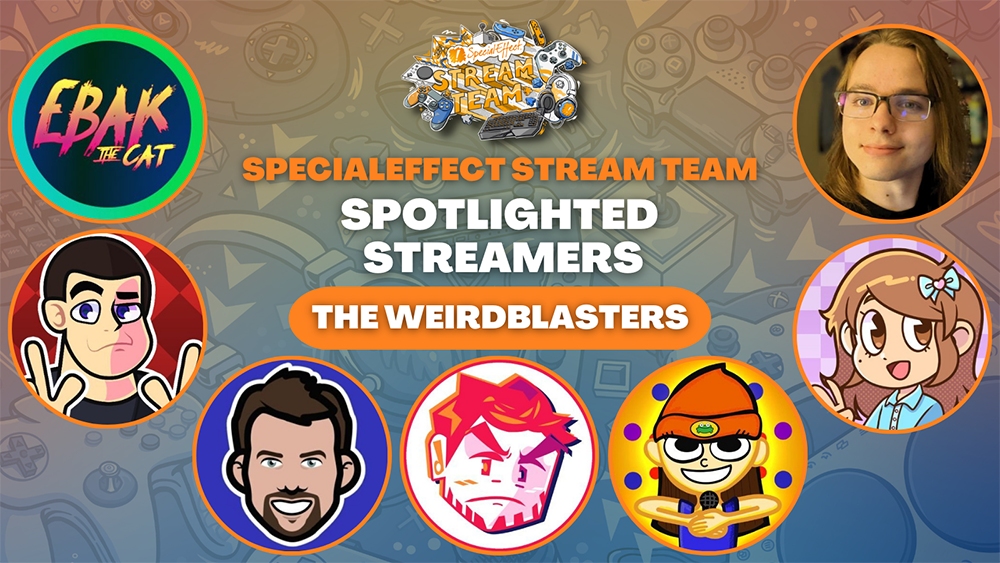 Streamer title with seven circular icons representing each team member
