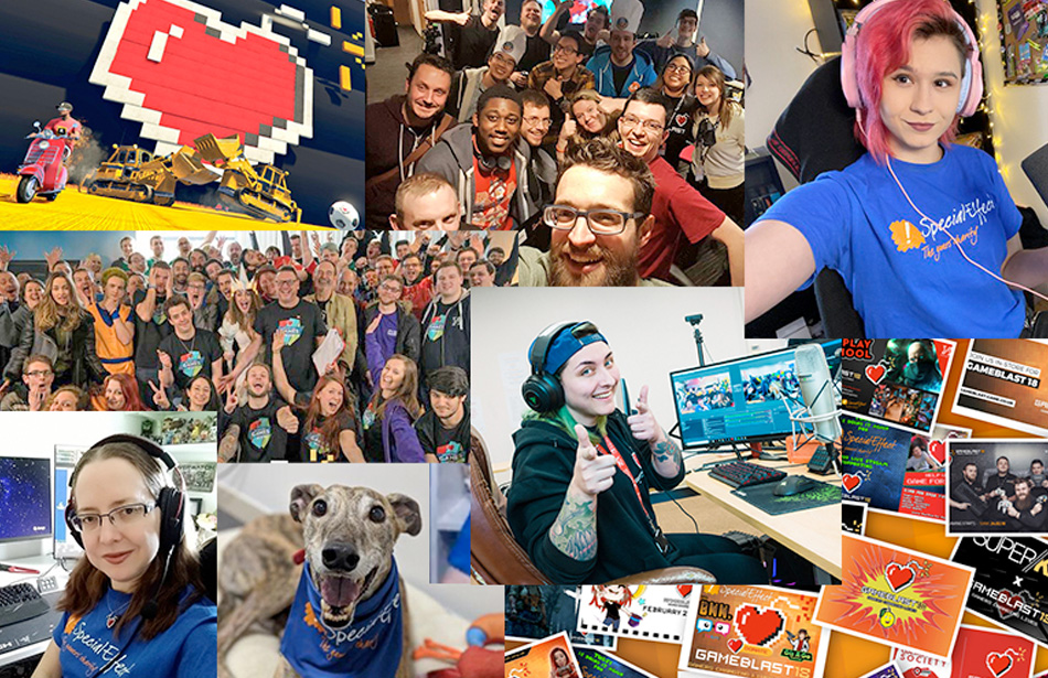 Montage of individuals and groups gaming together