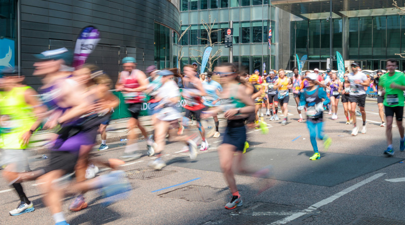 Event runners in a city street